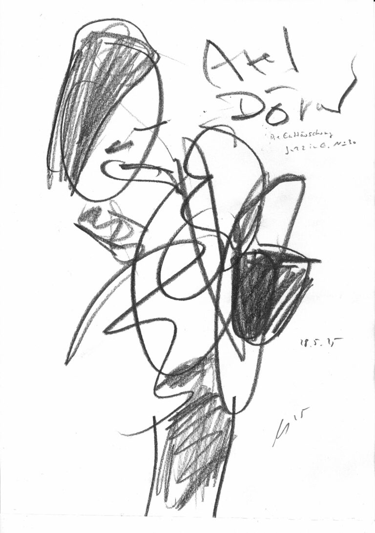 05 Axel Dörner - Die Enttäuschung - Jazz in E. No.30 -28.05.2025_Bleistift 21 x 28,7 cm