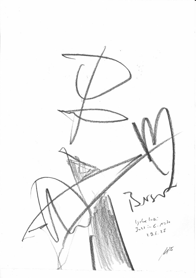 09 Berger - Lychee Lassi - Jazz in E. No.30 -29.05.2025_Bleistift 21 x 28,7 cm