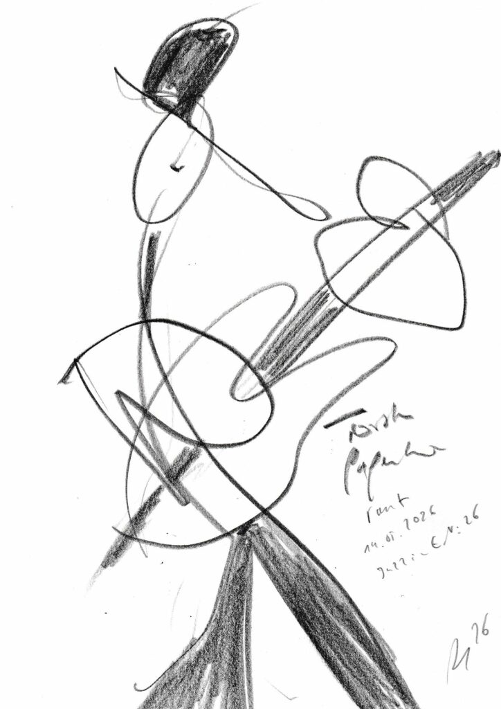 Klaus-Gollin08_Torsten Papenheim - rant - Jazz in E. No.31_14.05.2026_Bleistift 21,5 x 30,5 cm