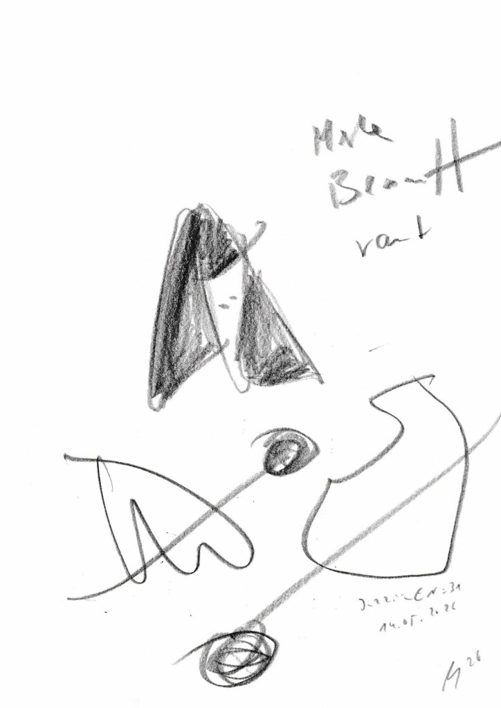 Klaus-Gollin09_Merle Bennett - rant - Jazz in E. No.31_14.05.2026_Bleistift 21,5 x 30,5 cm