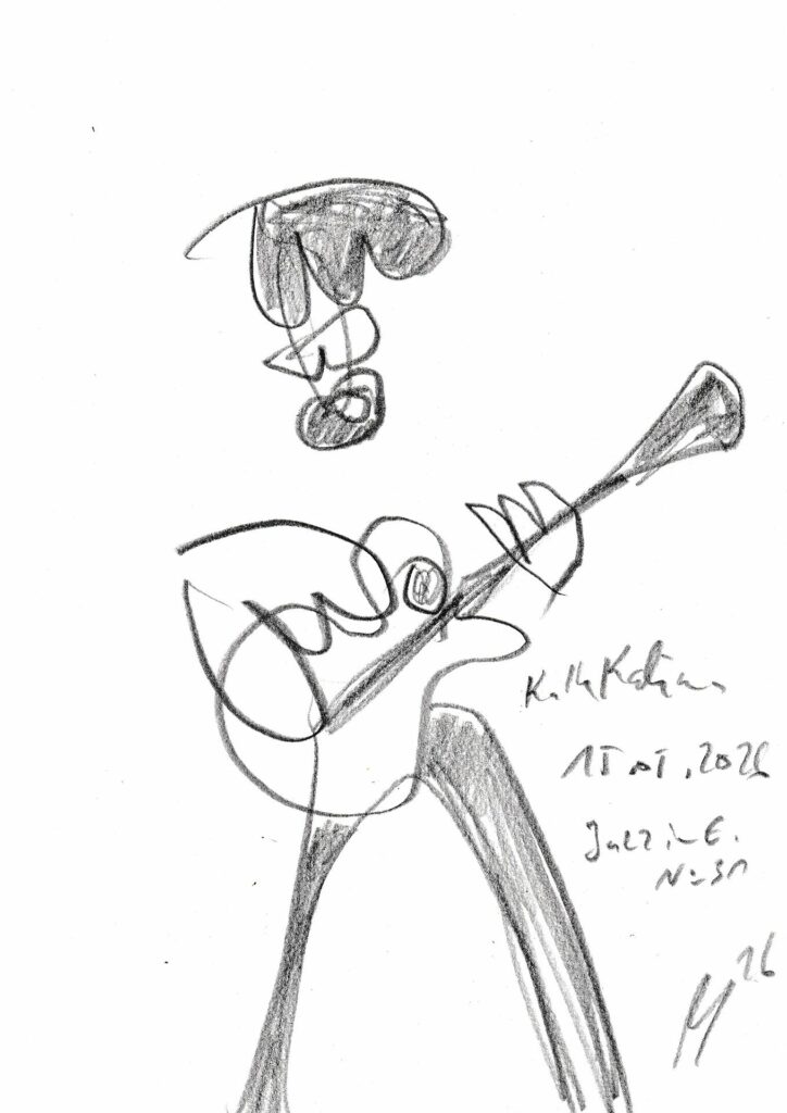 Klaus-Gollin17_Kalle Kalima - Jazz in E. No.31_15.05.2026_Bleistift 21 x 29,7 cm