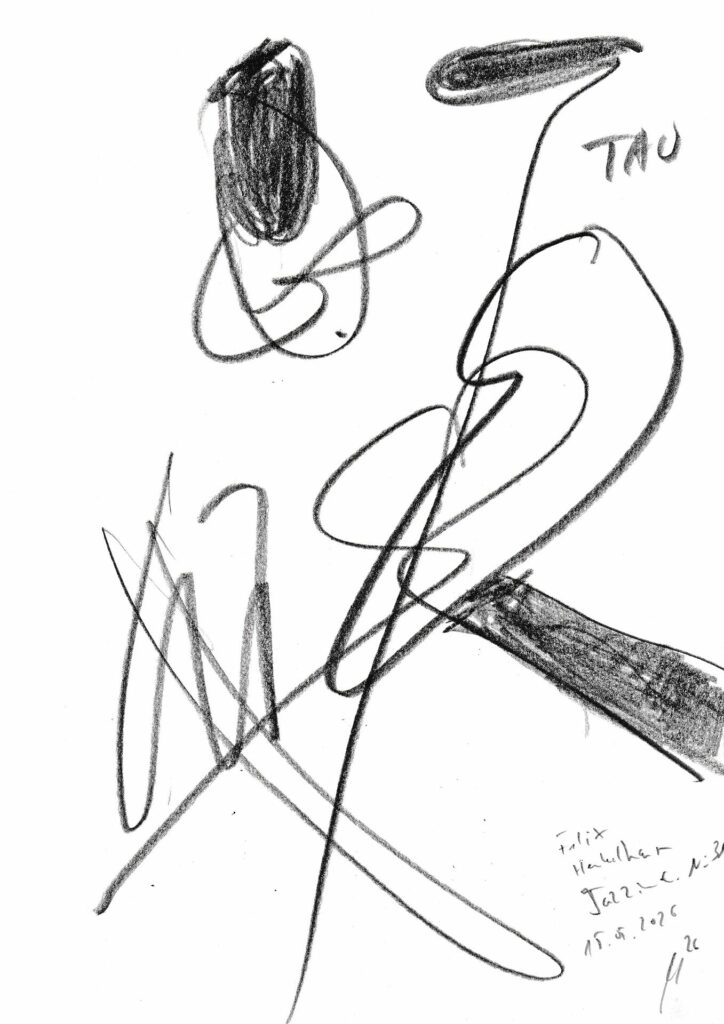 Klaus-Gollin21_Felix Henkelhausen - TAU - Jazz in E. No.31_15.05.2026_Bleistift 21 x 29,7 cm