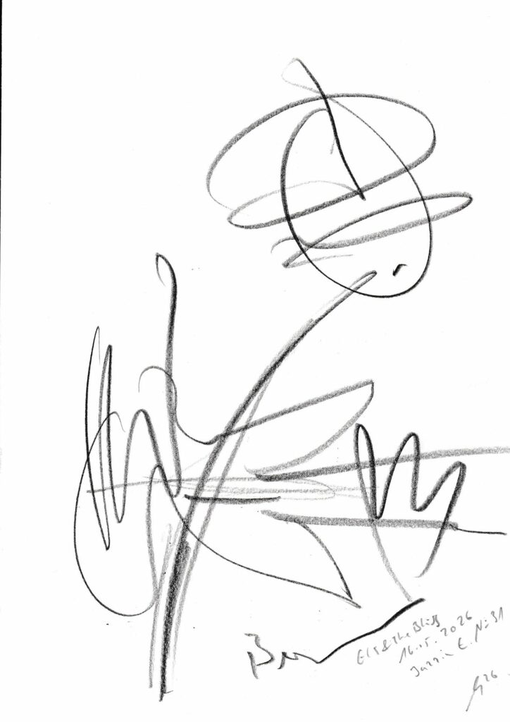 Klaus-Gollin30_Berger - Els and The Bliss - Jazz in E. No.31_16.05.2026_Bleistift 21,5 x 30,5 cm