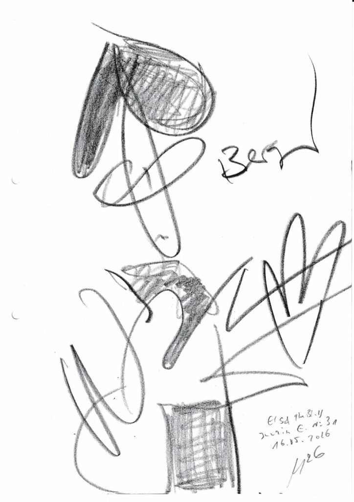 Klaus-Gollin34_Berger - Els and The Bliss - Jazz in E. No.31_16.05.2026_Bleistift 21 x 29,7 cm